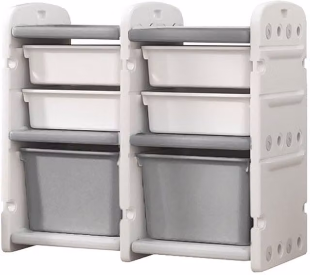 Kidkid Kids Storage Cabinet for Toys and Books in Grey and White