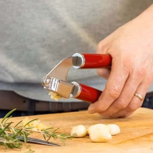 KitchenAid Stainless Steel Garlic Press with Ergonomic Grip, Red – 3