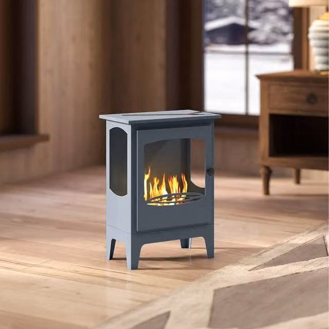 HOMCOM Freestanding Rectangular Bioethanol Fireplace with 0.9 l Tank in Grey