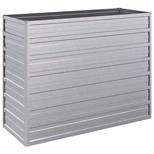 vidaXL Galvanised Steel Garden Raised Bed, Silver, W/D/H: 100 x 40 x 77 cm