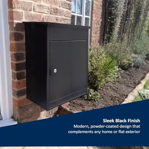 Nicoman Steel Wall Mounted Parcel Box in Black – 6