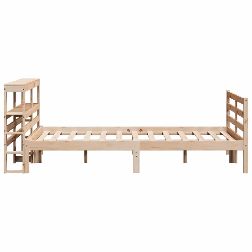 Berkfield Home Rustic Solid Wood Pine Bed Frame in Beige, W/D/H: 160 x 200 cm – 2