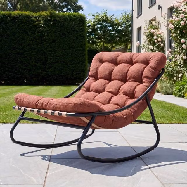 Artemis Home Solace Outdoor Rocking Chair in Terracotta Metal W/D/H: 74.0 x 78.0 x 101.0 cm
