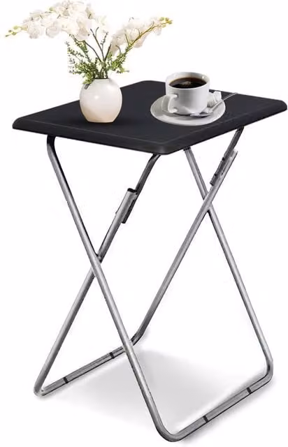 Huhote Small Folding Side Table in Black – 1