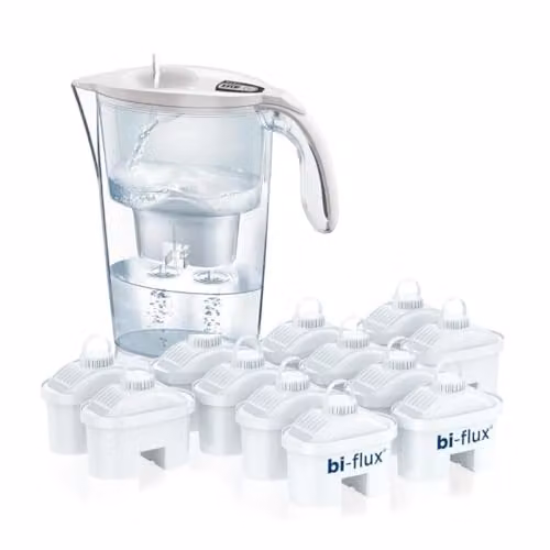 LAICA Stream Line Water Filter Jug and 13 Bi-flux Cartridges, White, 2.3 l – 2