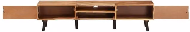 Berkfield Home TV Cabinet in Brown Solid Acacia Wood W/D/H: 145 x 35 x 35 cm – 1