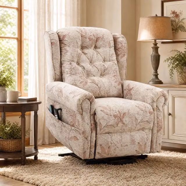 STILVORA Beige Fabric Dual Motor Lift Recliner Chair with Heat and Massage