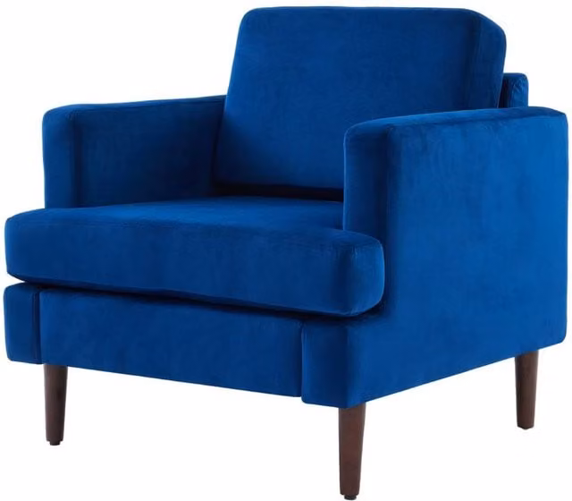 Garden Sanctuary Mid-Century Blue Velvet Single Sofa Armchair