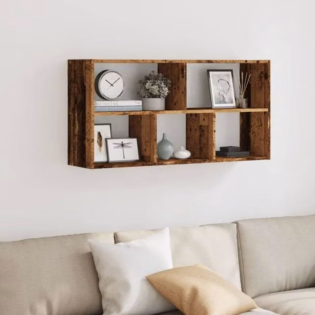 Berkfield Home Durable Wall Mounted Shelf in Old Wood Brown, W/D/H: 100 x 25 x 50 cm – 1