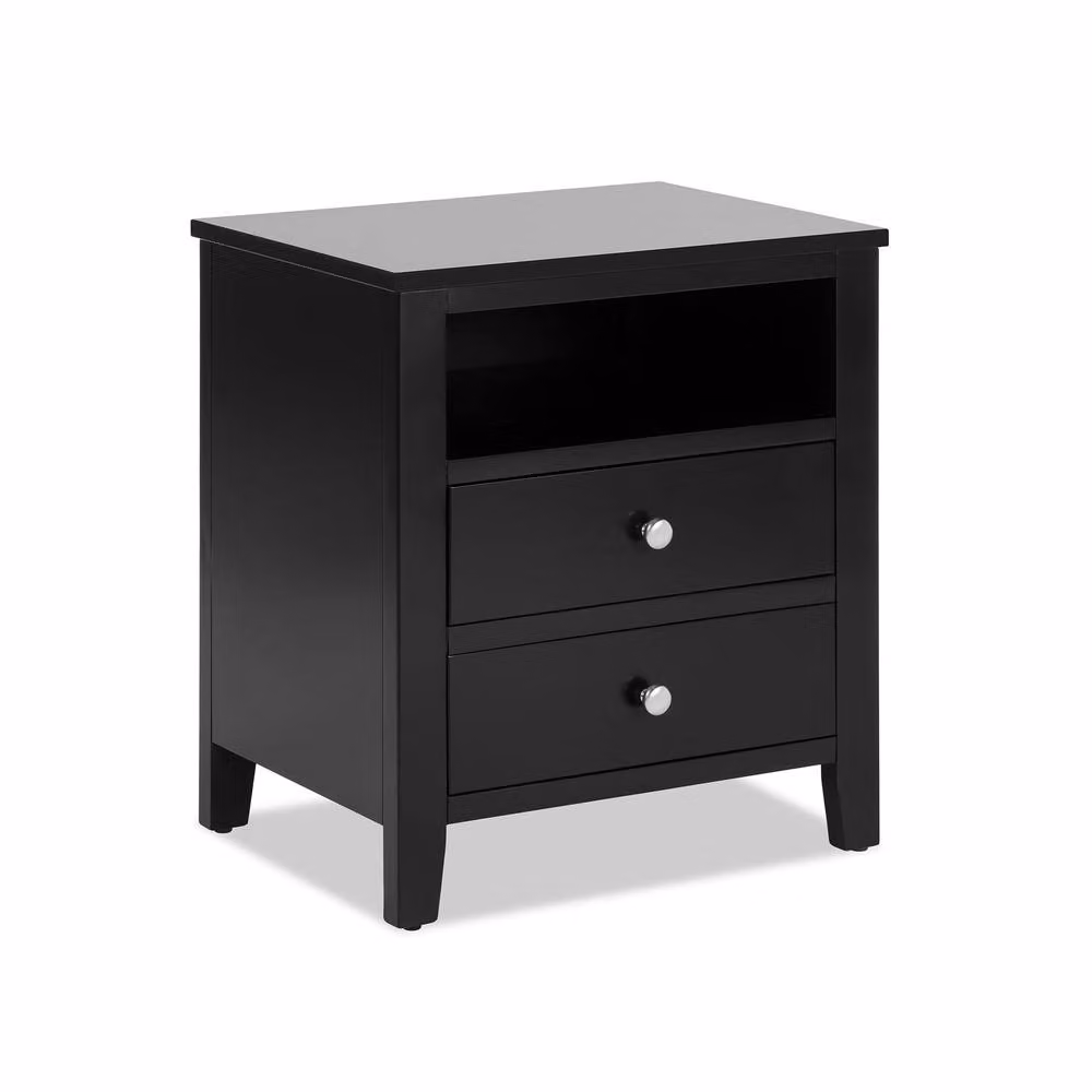Statement Furniture Brooklyn 2 Drawer Bedside Table in Black – 4