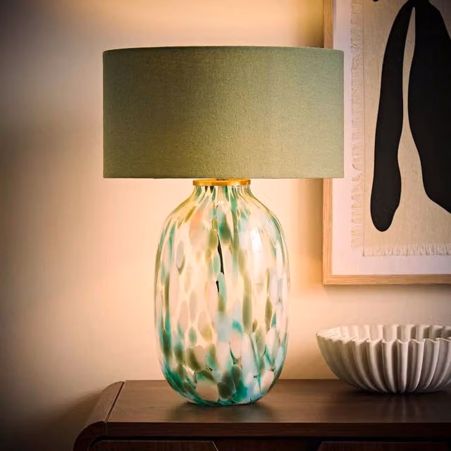 Belinda Confetti Glass Table Lamp in Green