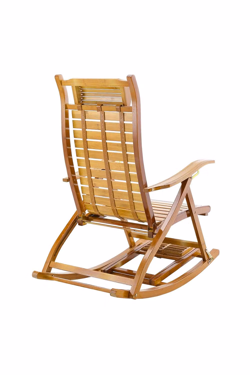 Living and Home Bamboo Foldable Rocking Chair Recliner in Natural Brown – 2