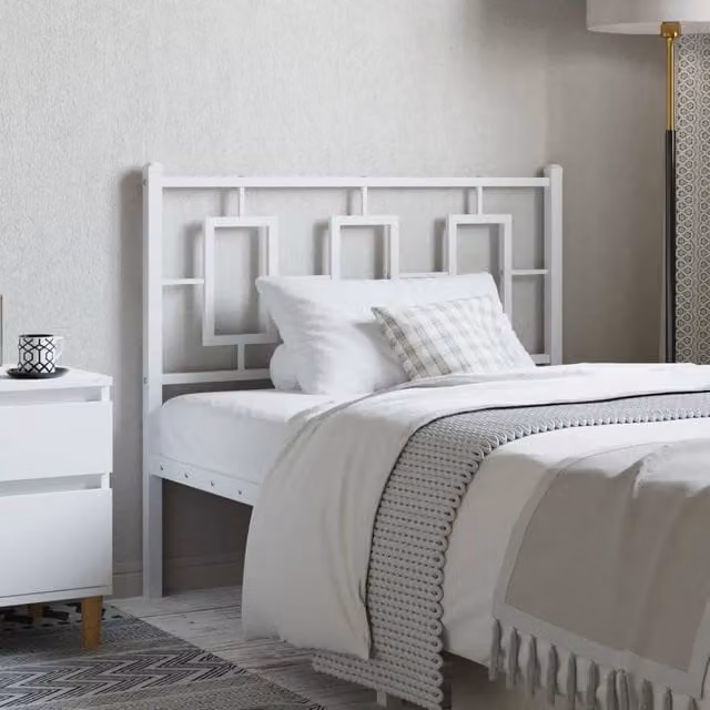 Berkfield Home Classic Metal Headboard in White, Width: 100 cm – 1