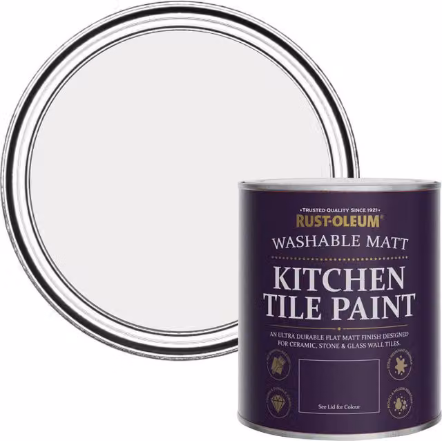 Rust-Oleum Fleur Water-Based Kitchen Tile Paint in Matt Grey, 750ml