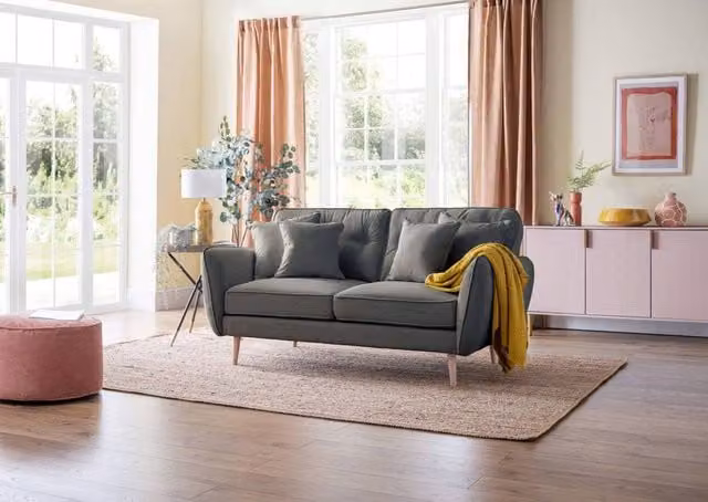 The Great Sofa Company Ailis Medium Upholstered Sofa in Faro Slate Dark Grey