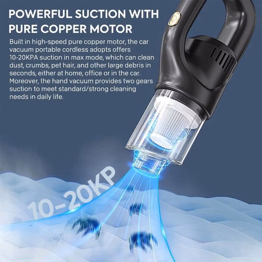 EONLION Black Wireless Handheld Car Vacuum Cleaner with Rechargeable Battery and Washable HEPA Filter, Length: 100 cm – 5