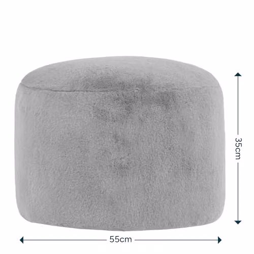 icon Milano Cylindrical Grey Fabric Bean Bag Footstool with Removable Cover, W/D/H: 55 x 55 x 35 cm – 4