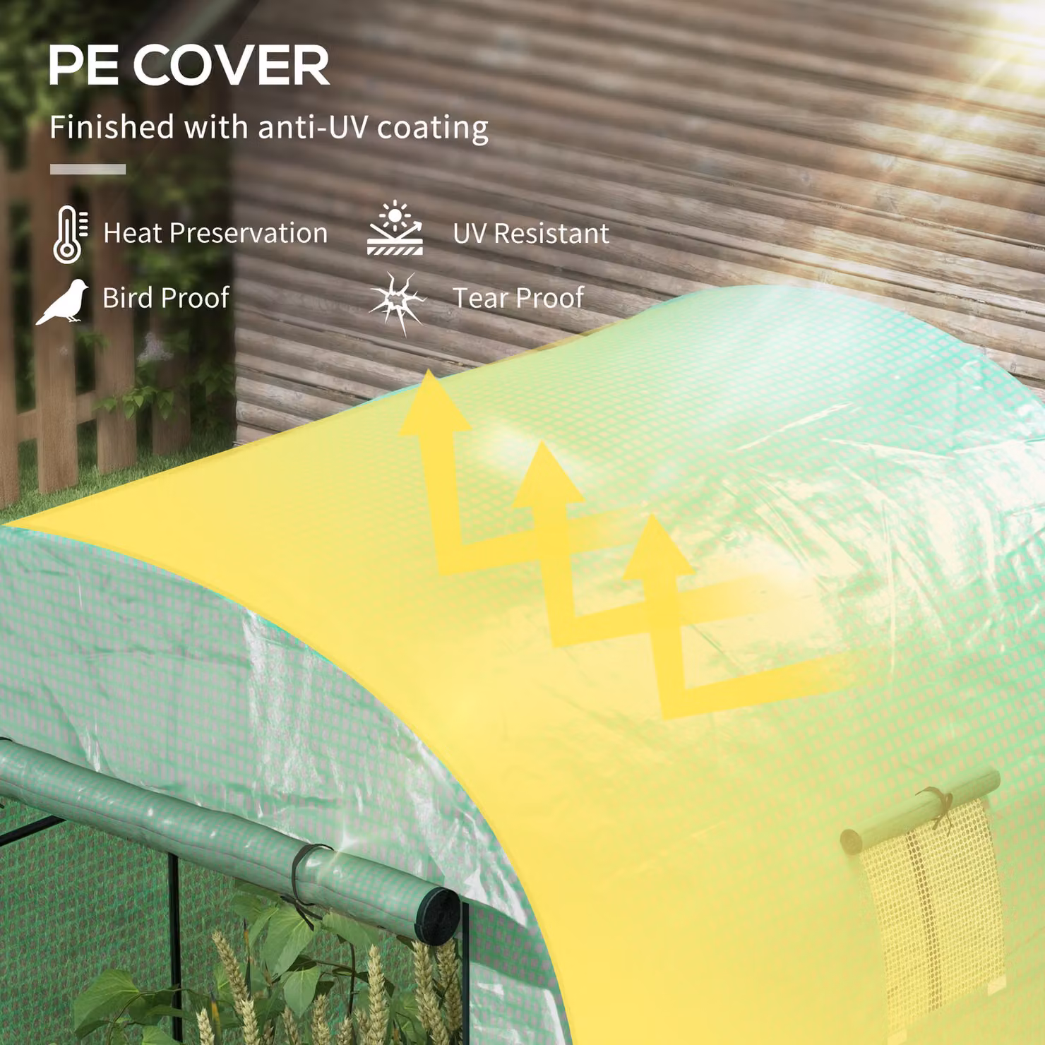 Outsunny Green Walk-in Greenhouse with Three-layer Plastic Cover, Mesh Windows and Doors, W/D/H: 180 x 180 x 200 cm – 3