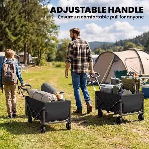 Outsunny 60L Foldable Festival Trolley with Wheels and Drop-Down Tailgate, Black – 6