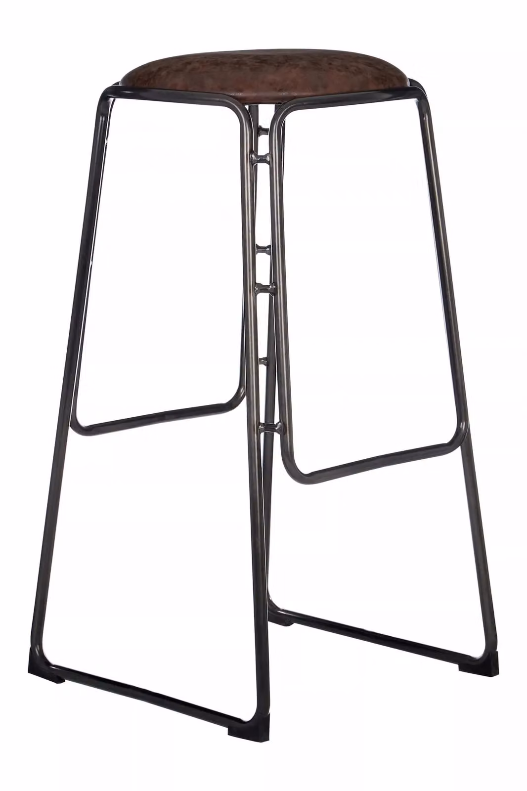Orsina Minimalist Brown Metal Bar Stool – 2