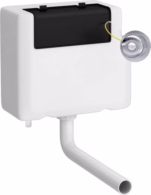 Balterley Concealed Dual Flush Water Saving Cistern with Traditional Flush Plate, White and Silver, W: 34.0 cm, D: 14.2 cm, H: 29.6 cm