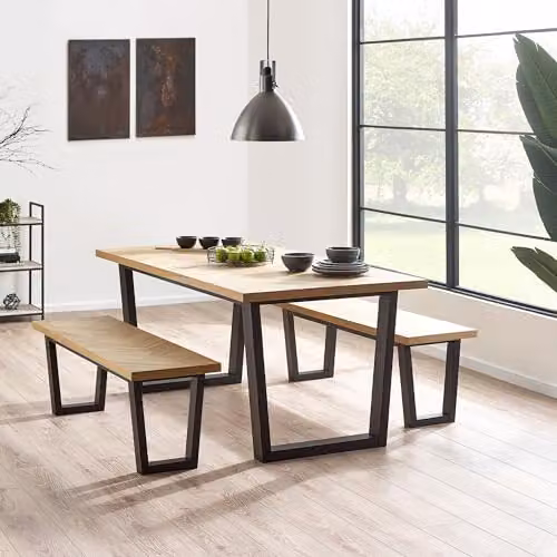 Julian Bowen Hilton 2 Seater Dining Bench in Oak, W/D/H: 114.0 x 44.5 x 39.0 cm – 4