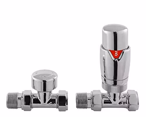 Nuie HT316 Modern Bathroom Angled Radiator Valve in Chrome and Silver, W: 11.8 cm, D: 6.0 cm