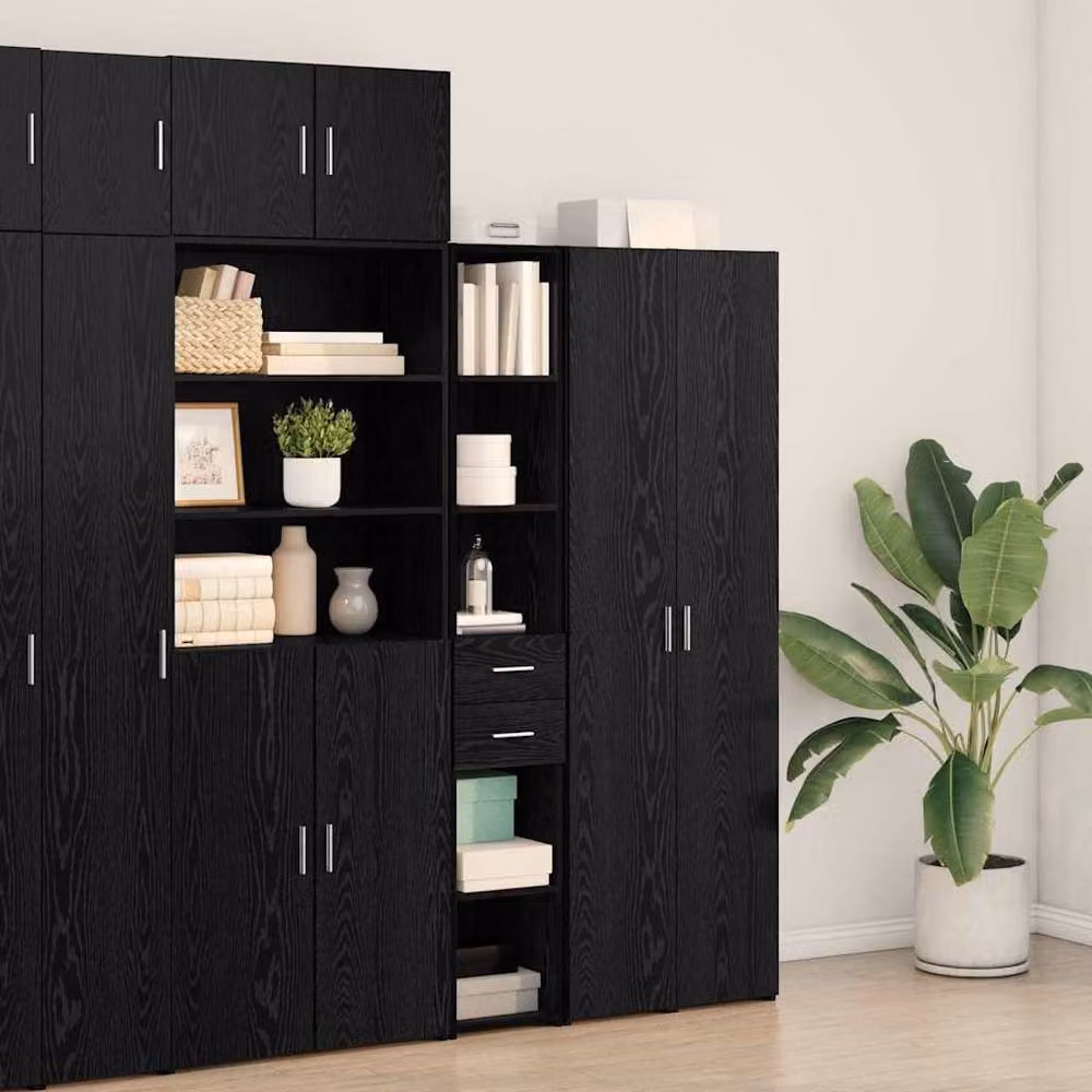Berkfield Home Highboard in Black Oak, W: 30 cm, D: 42.5 cm, H: 225 cm – 3