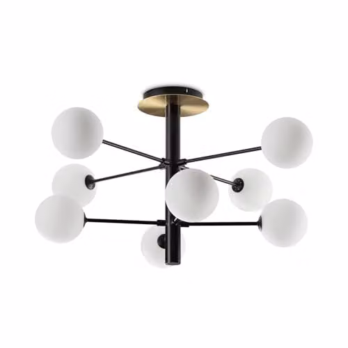 Ideal Lux Cosmopolitan 8 Light Globe Ceiling Light in Matte Black and Satin Brass