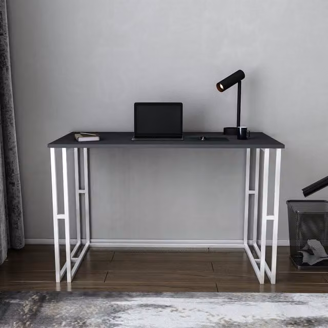 Decorotika Kane Modern Computer Desk in White and Anthracite, W: 120 cm, H: 75 cm, D: 60 cm