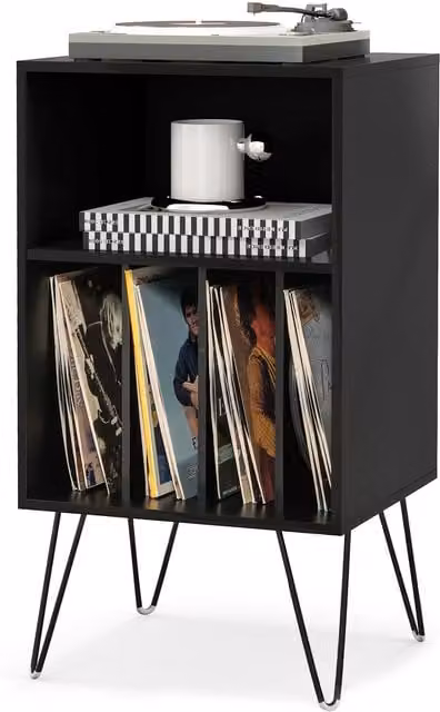 COSTWAY 3-Tier Metal Turntable Stand in Black