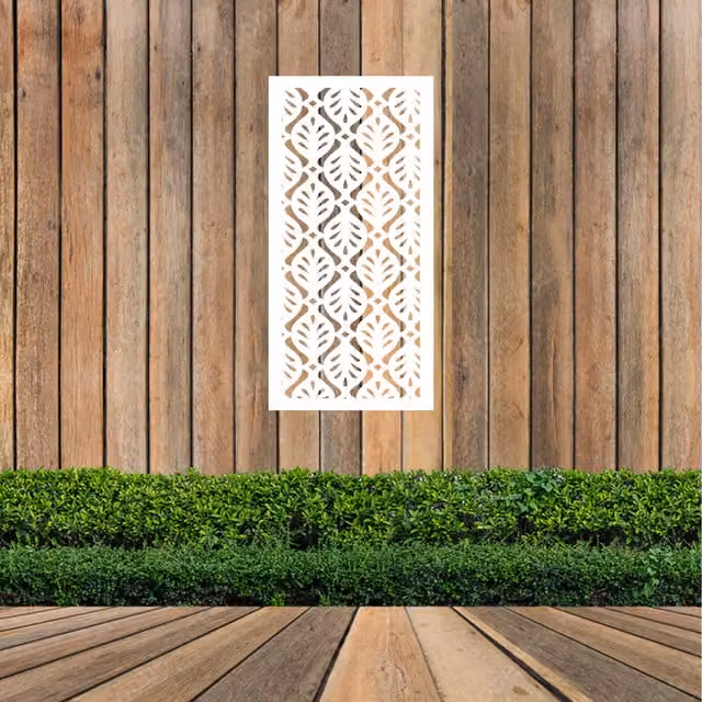 Laser Hut Elfal Screen Floral Metal Wall Art in White and Black
