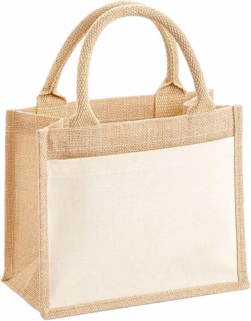 Westford Mill Natural Beige Jute and Cotton Pocket Gift Bag