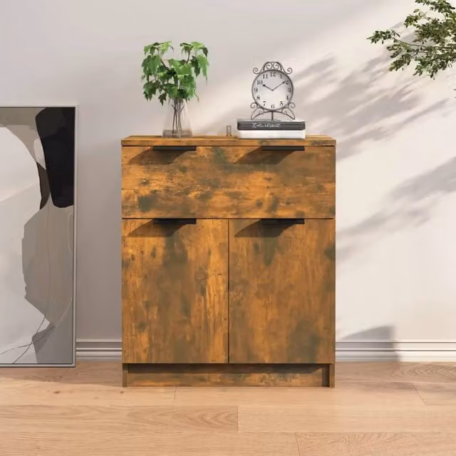Berkfield Home Modern Smoked Oak Sideboard in Brown, W/D/H: 60 x 30 x 70 cm – 1