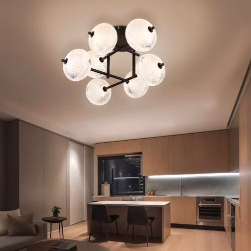 Globo Lighting Modern LED Ceiling Lamp in Black and Transparent with Included Bulbs – 4