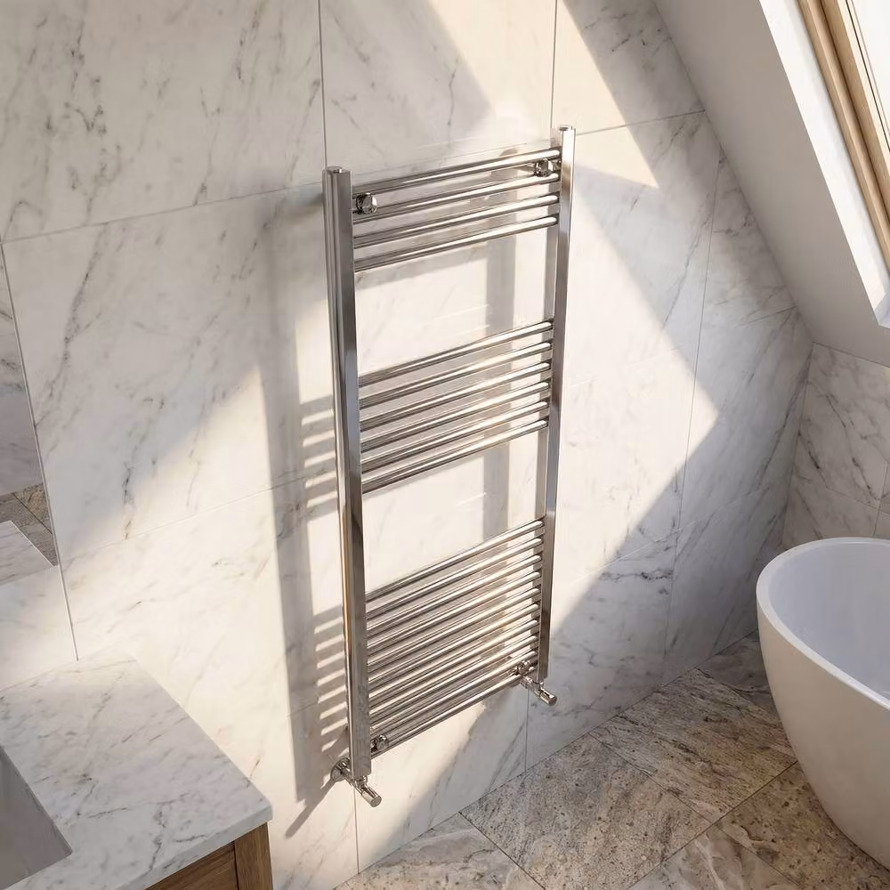 Balterley Round Straight Towel Radiator, Silver, W/D/H: 120 x 50 x 5 cm – 2