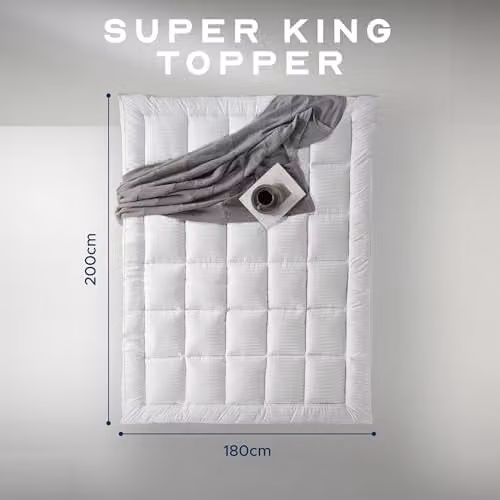 Snuggledown Hotel Super King Mattress Topper, 10cm Extra Deep Quilted Luxury White Bed Topper – 2