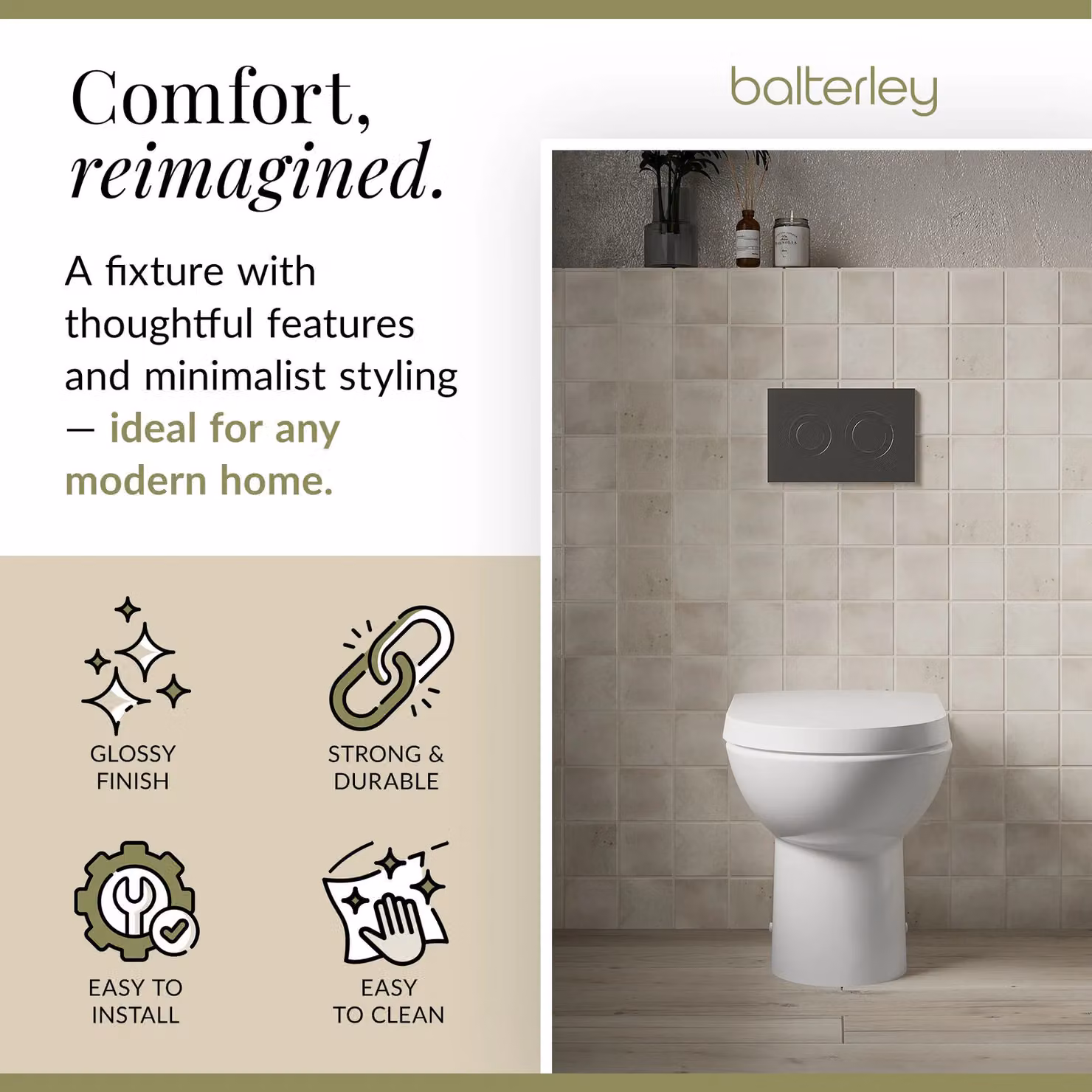 Balterley D-Shape Back To Wall Toilet Pan, White, W: 40 cm, D: 37.5 cm, H: 53.5 cm – 2