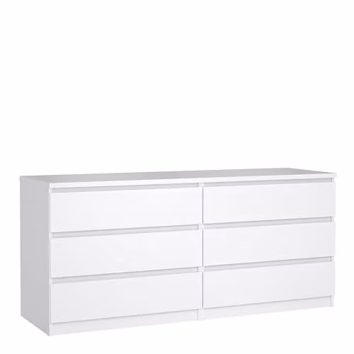 Furniture To Go Naia Wide Chest of 6 Drawers in White High Gloss