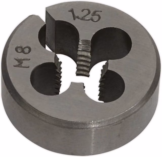 Loops M8 x 1.25mm Metric Split Die Steel Threading Bit and Case in Silver