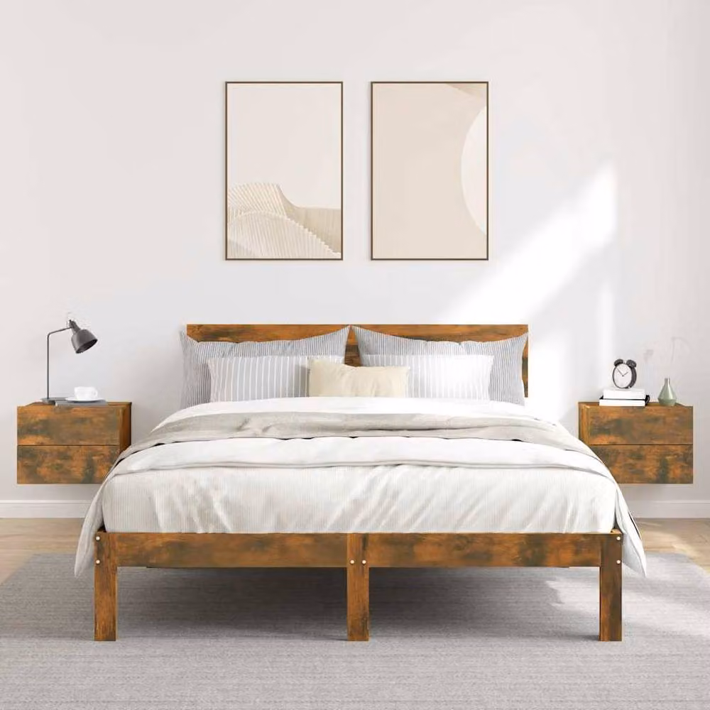 Berkfield Home Classic Bedside Cabinets, 2 Pack, Smoked Oak Brown, W/D/H: 40 x 30 x 30 cm – 2