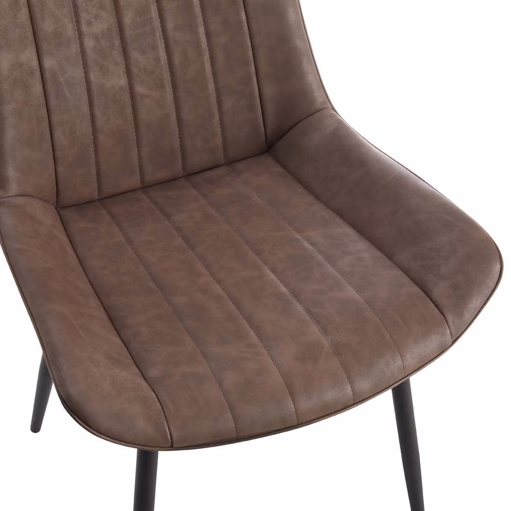 Home Detail Georgia Dining Chair Set of 2, Grey Faux Leather with Brown Accents – 3