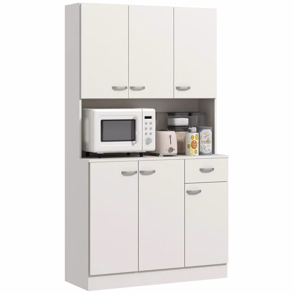 Wyld Haus Rasu Freestanding Kitchen Pantry Cabinet, White, H 180 cm x W 39 cm x D 40 cm – 2