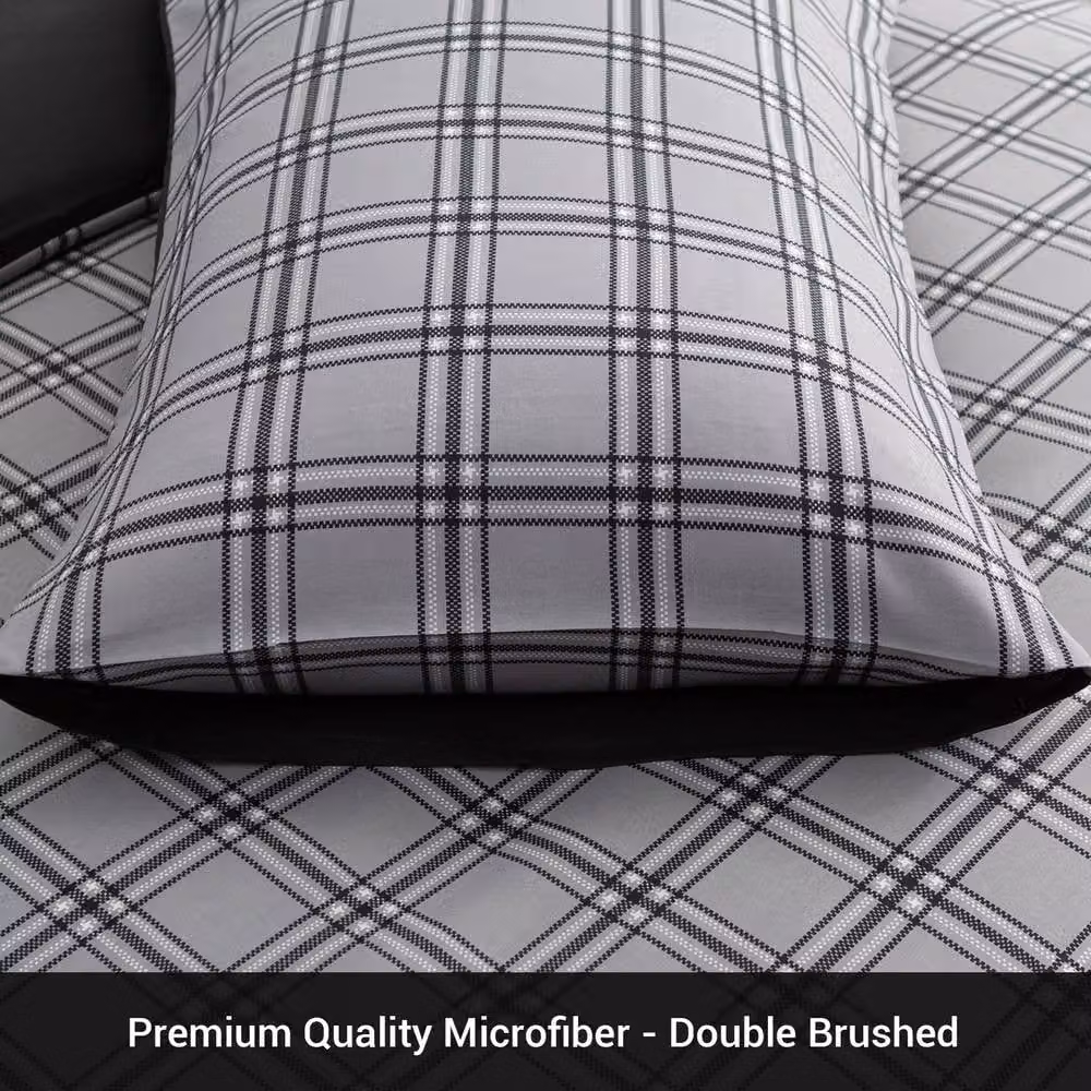 Grace Reversible Brushed Microfibre Single Duvet Cover Set in Grey, W/D/H: 135 x 200 cm with 50 x 75 cm Pillowcase – 11