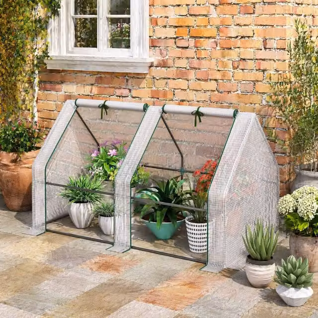 STILVORA Mini Greenhouse with Roll-Up Doors, White, H 90 x W 180 x D 90 cm – 1