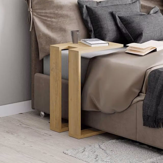 Decortie Muju Modern C-Shape Side Table in Natural, W/D/H: 40 x 30 x 57 cm – 2
