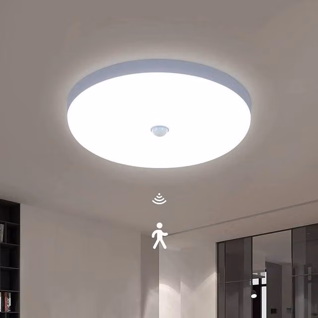 Pheashine White Motion Sensor LED Ceiling Light, 30W, 6500K Cool White, Diameter: 24 cm
