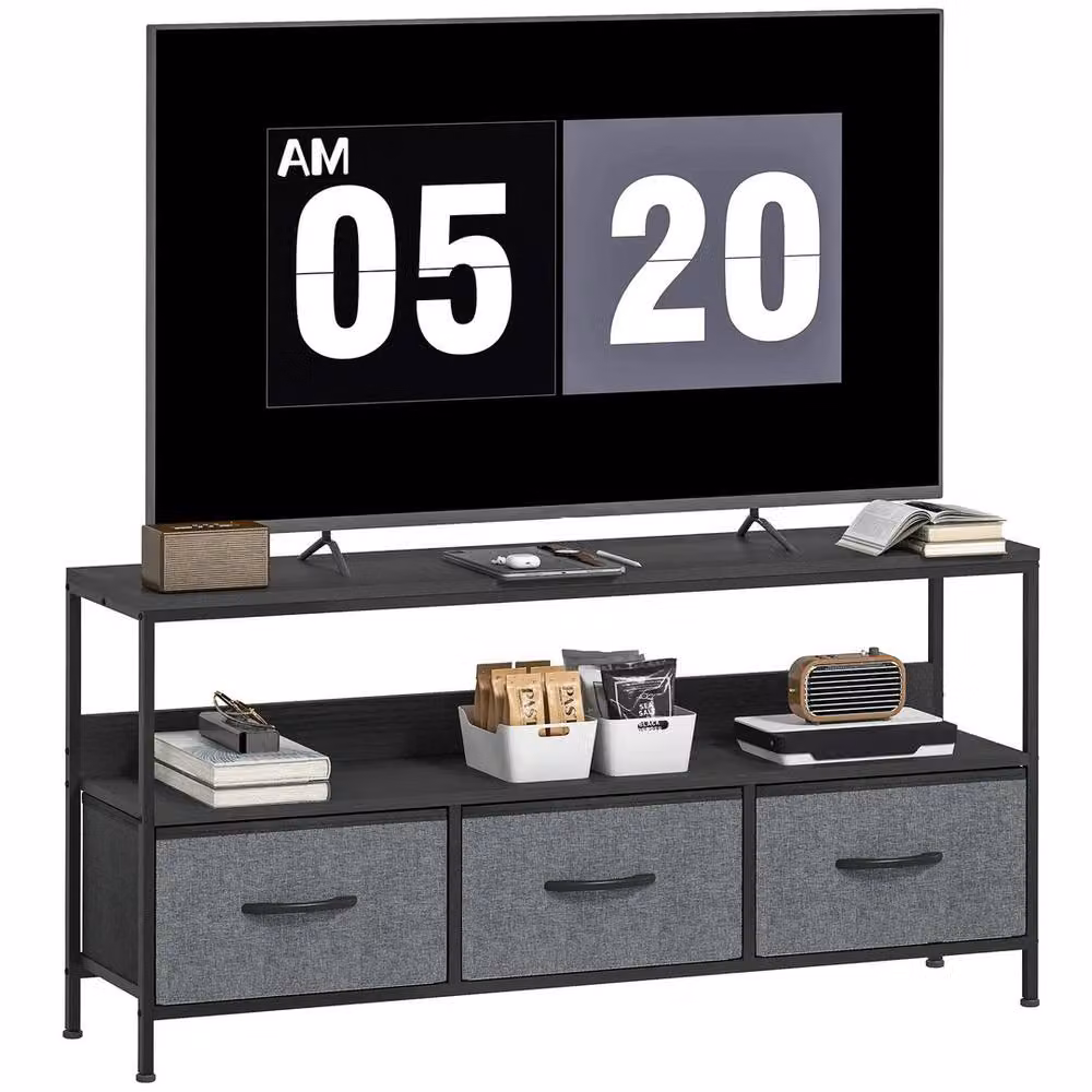 VOGREX Industrial Vintage Metal and MDF TV Storage Cabinet in Black and Grey – 3