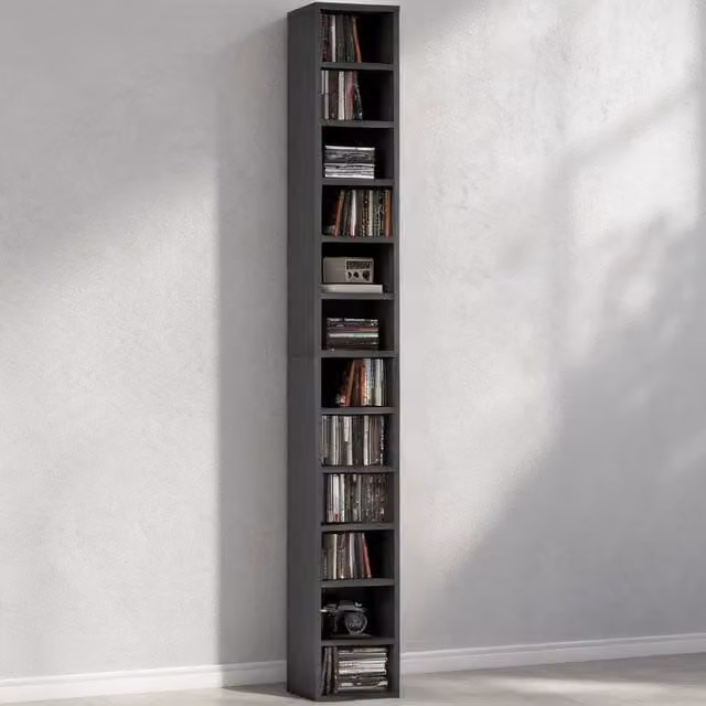 ERGOVEXA 204 CD Tall Narrow Media Storage Tower in Black