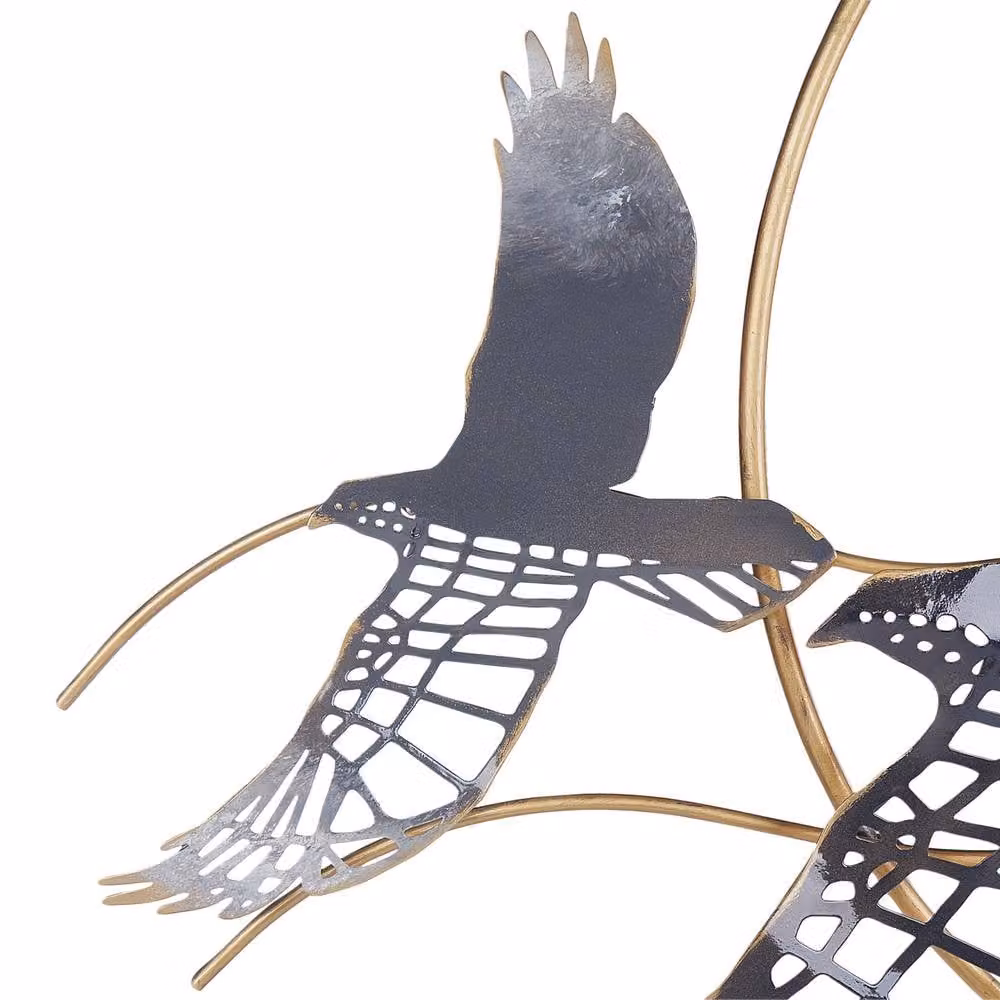 Wyld and Coco Multicolour Gold Iron Bird Wall Sculpture Modern Abstract Metal Decor – 2